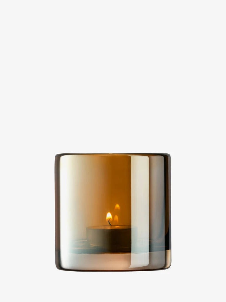 Epoque Tealight Holder H8.5cm Amber/Lustre