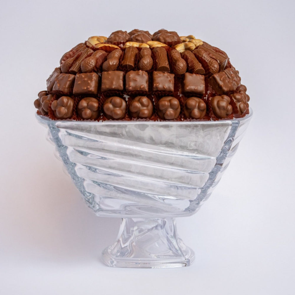 Aurora Square Footed Luxury Crystal filled with Ghraoui chocolates