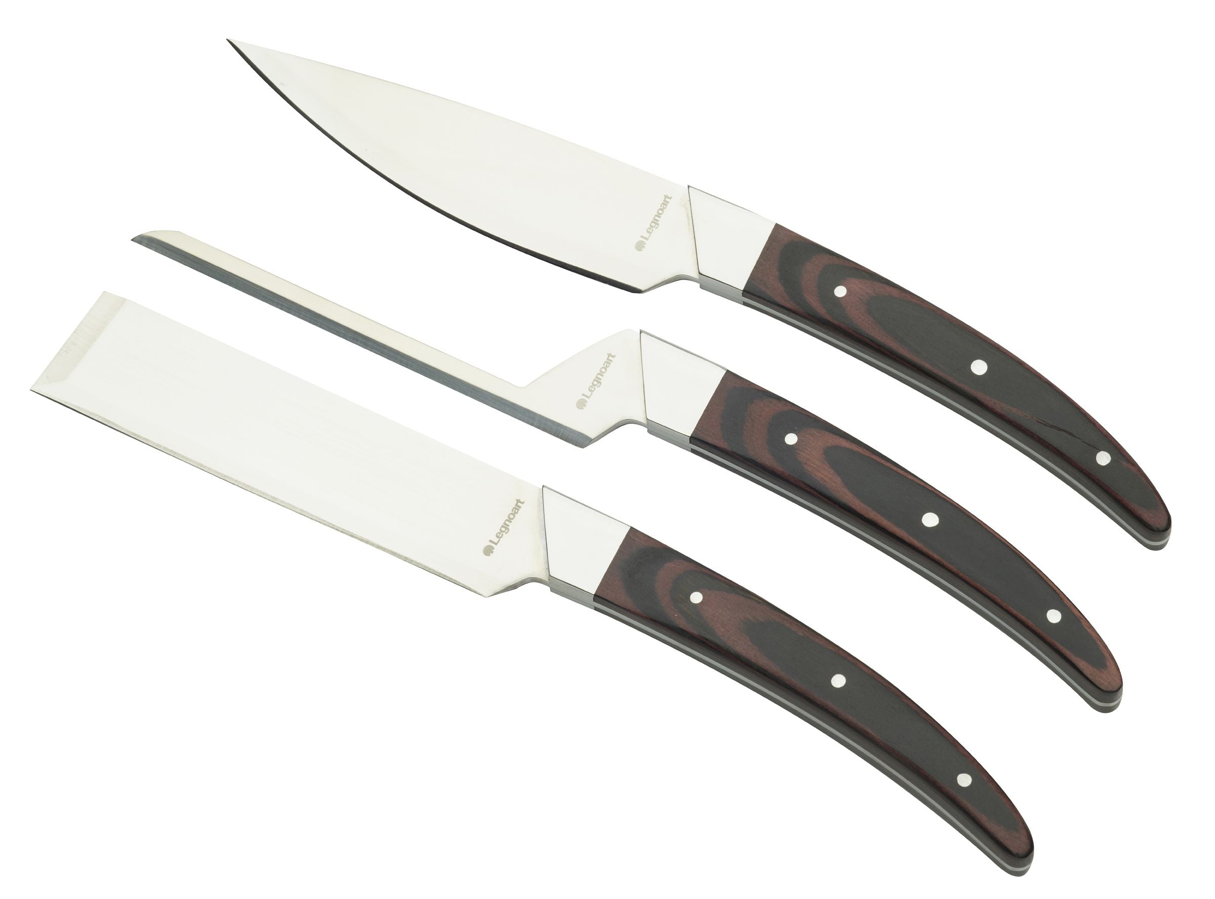 Premium cheese knife set with dark wood handles