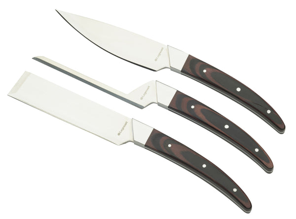 Premium cheese knife set with dark wood handles