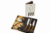 Premium cheese knife set with dark wood handles