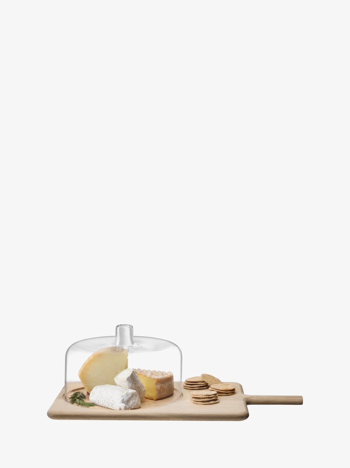Dine Cheese Dome & Oak Board H18cm*L36.5cm W16cm Clear