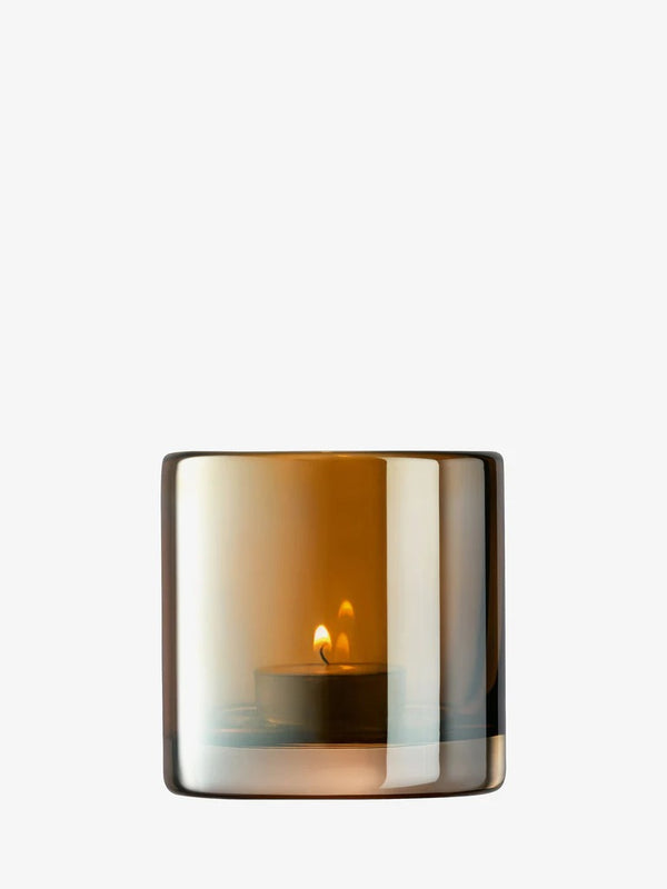 Epoque Tealight Holder H8.5cm Amber/Lustre
