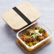 Glass lunch box with bamboo lid 1.1L