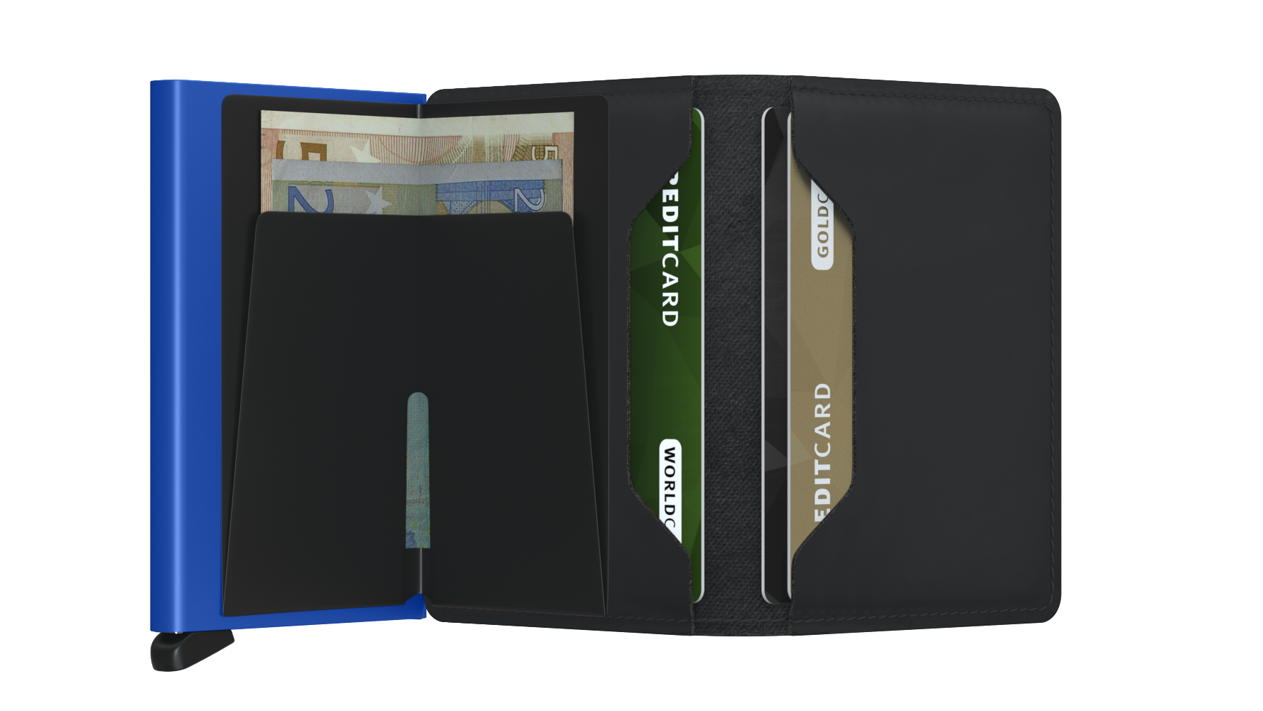 Slimwallet Matte SM- Black & Blue