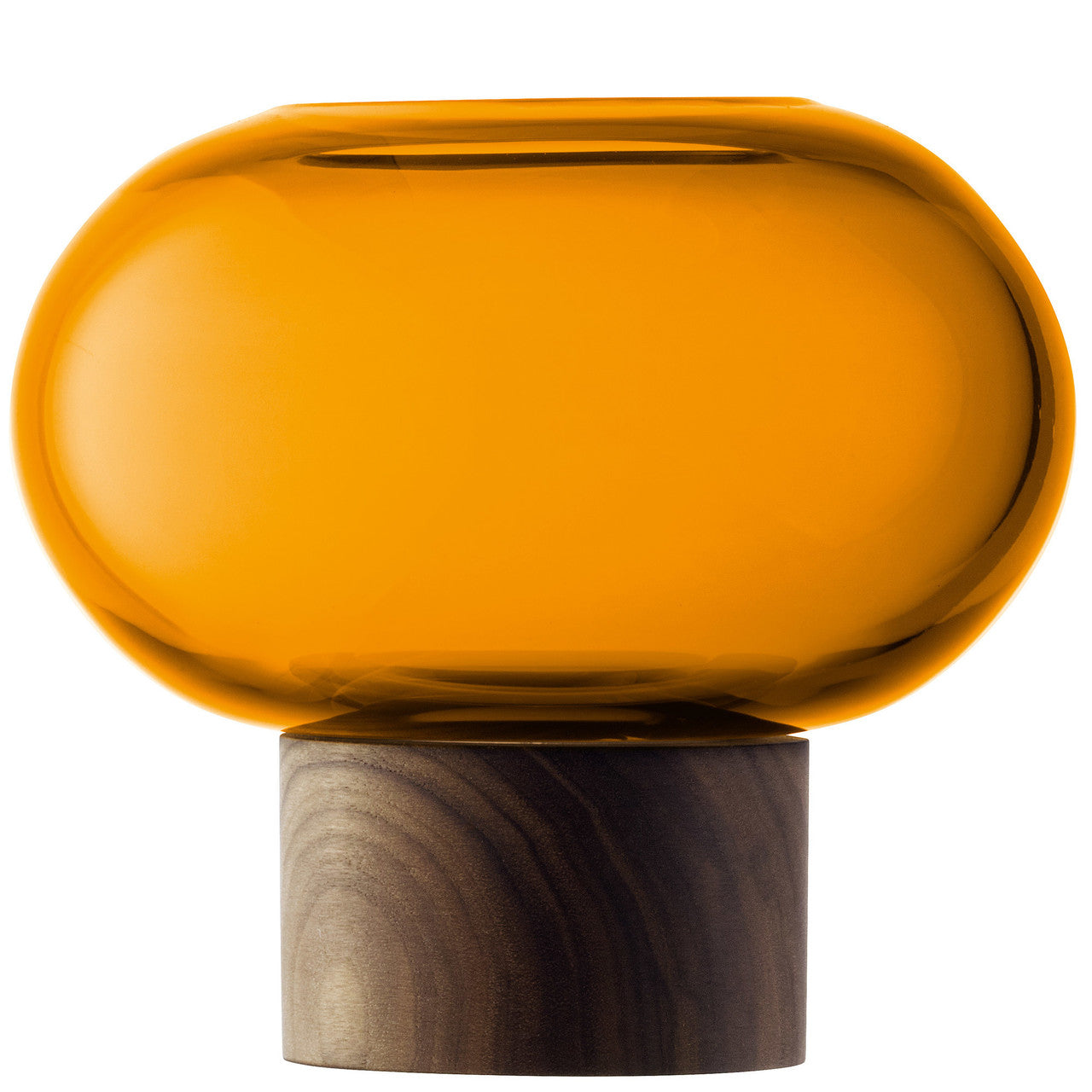 Oblate Vase/Lantern H19.5cm/28cm Amber/Walnut