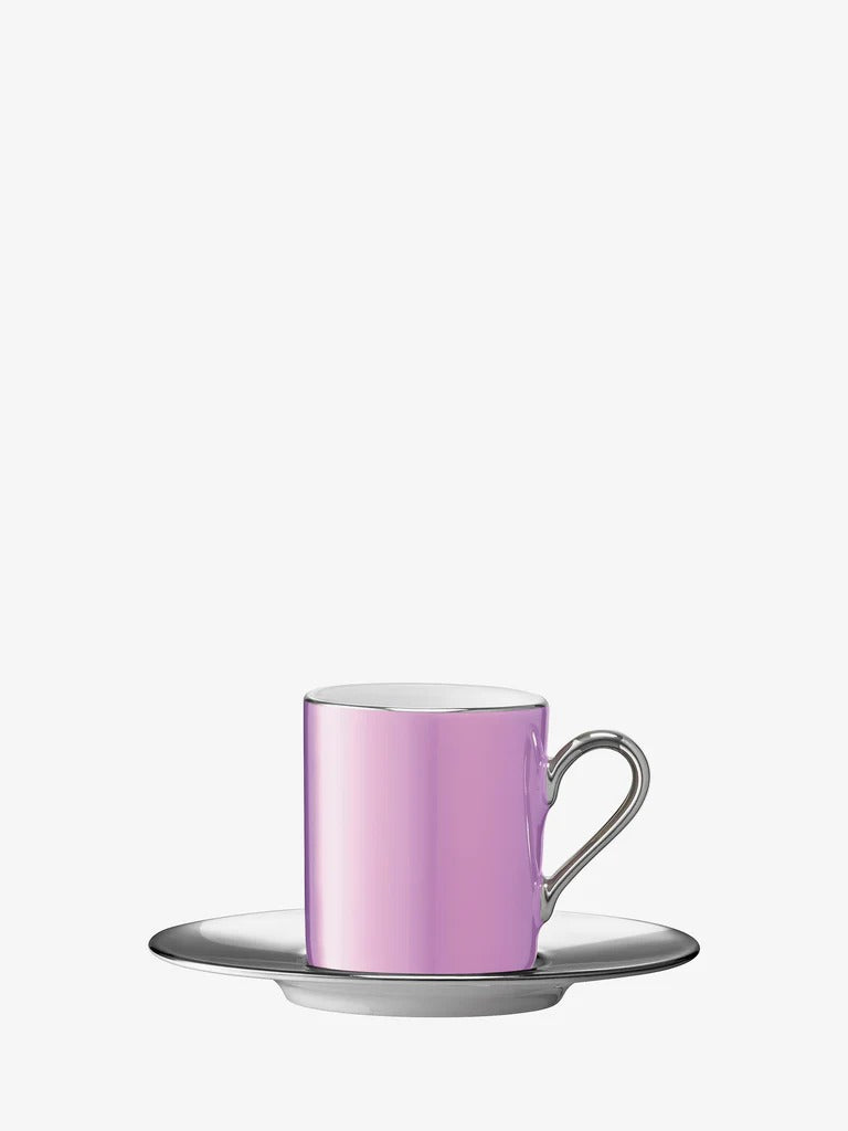 Palazzo Teacup & Saucer 250ml Rose Pink/Platinum