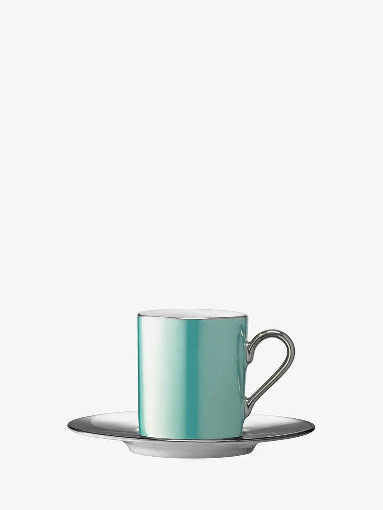 Palazzo Teacup & Saucer 250ml Sea Green/Platinum