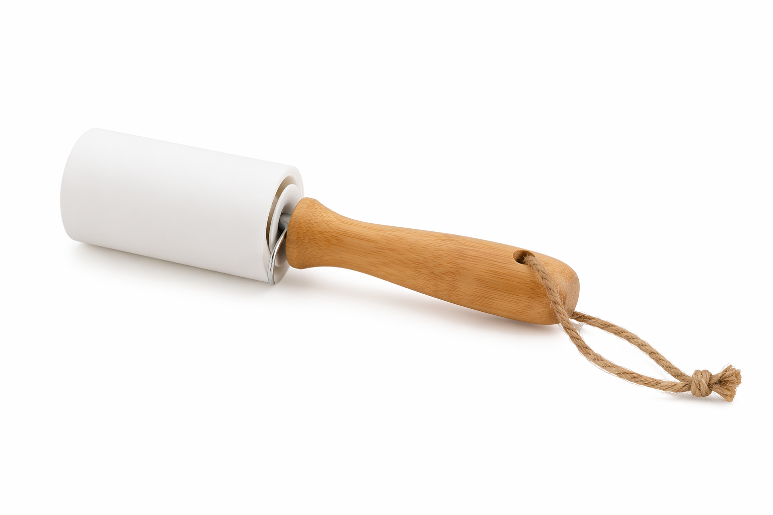 Sticky lint roller with bamboo handle