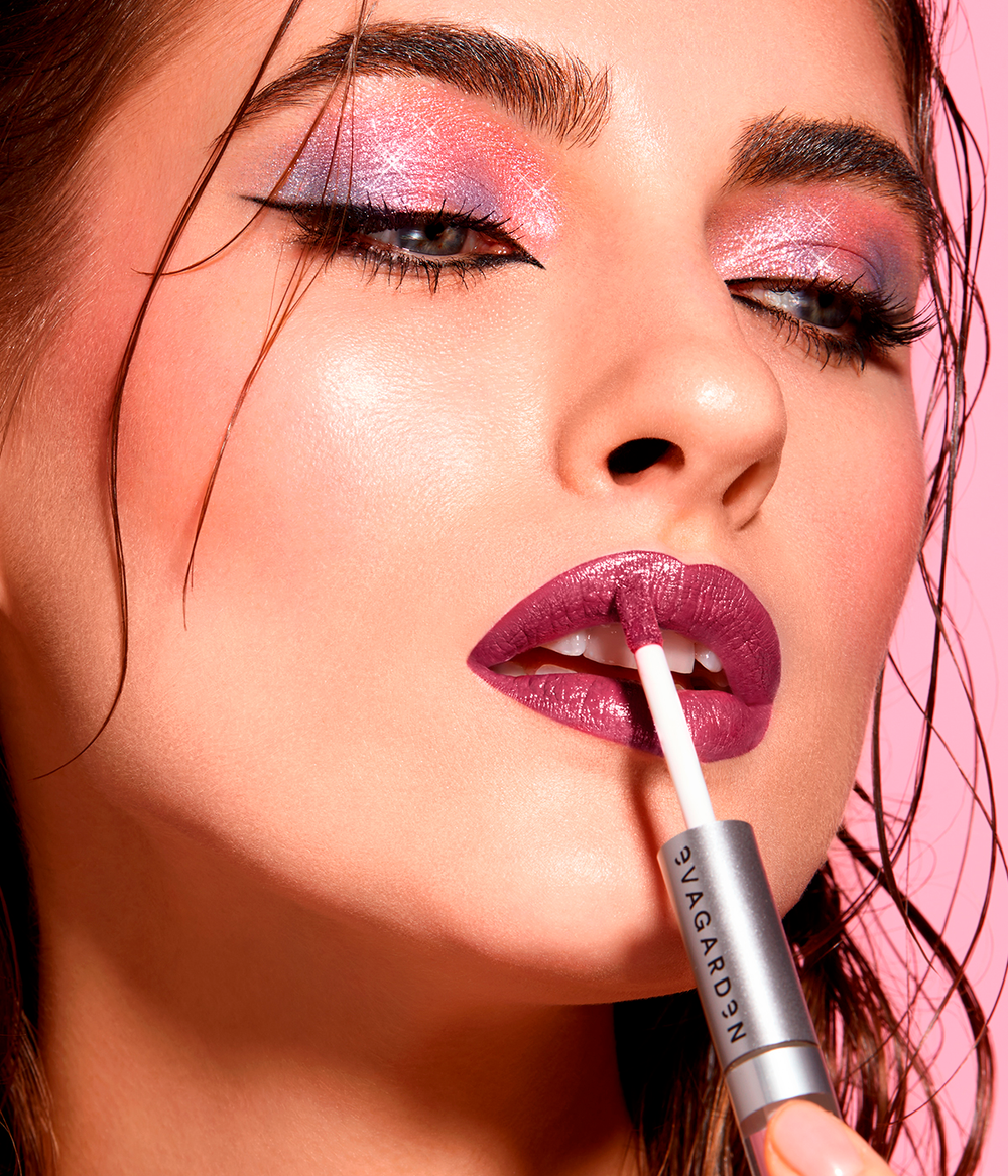 Evagarden Ultra Lasting Lip Cream 710 Pink Watermelon, on model